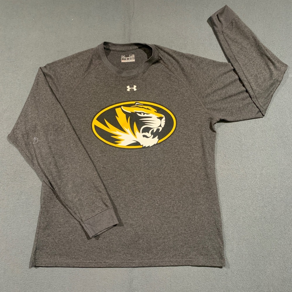 Under Armour Missouri Tigers Mizzou HeatGear Long Sleeve Shirt Mens‎ Large Gray